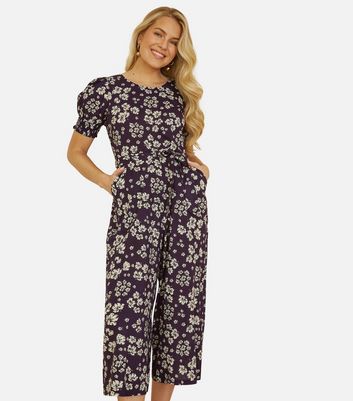 Mela Navy Floral Cropped Jumpsuit