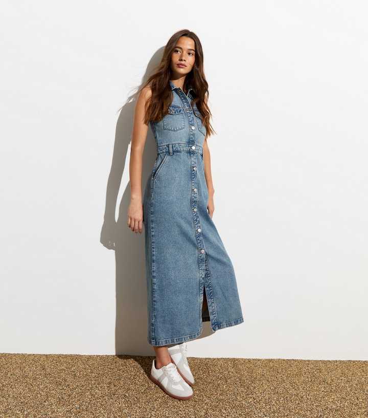 new look denim dress petite Buy Ro&Zo Blue Petite Denim Puff Sleeve Midi Dress from Next USA