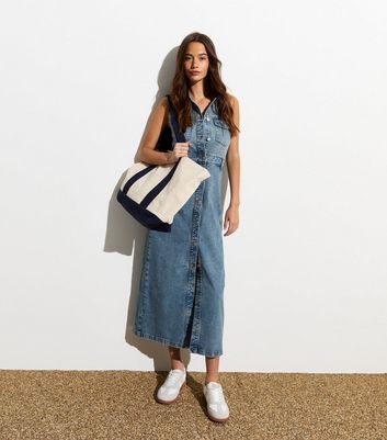 New look denim dress midi best sale