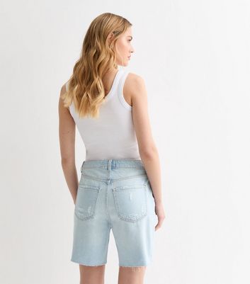 Pale Blue Denim High Waist Bermuda Shorts New Look