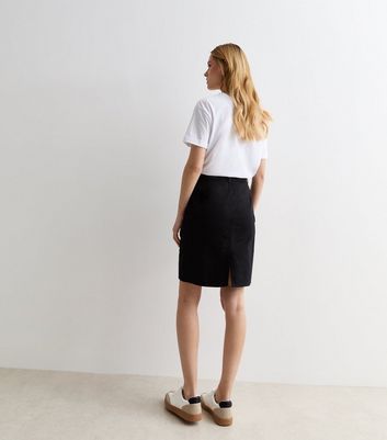 Black Denim High Waist Knee Length Cargo Skirt New Look