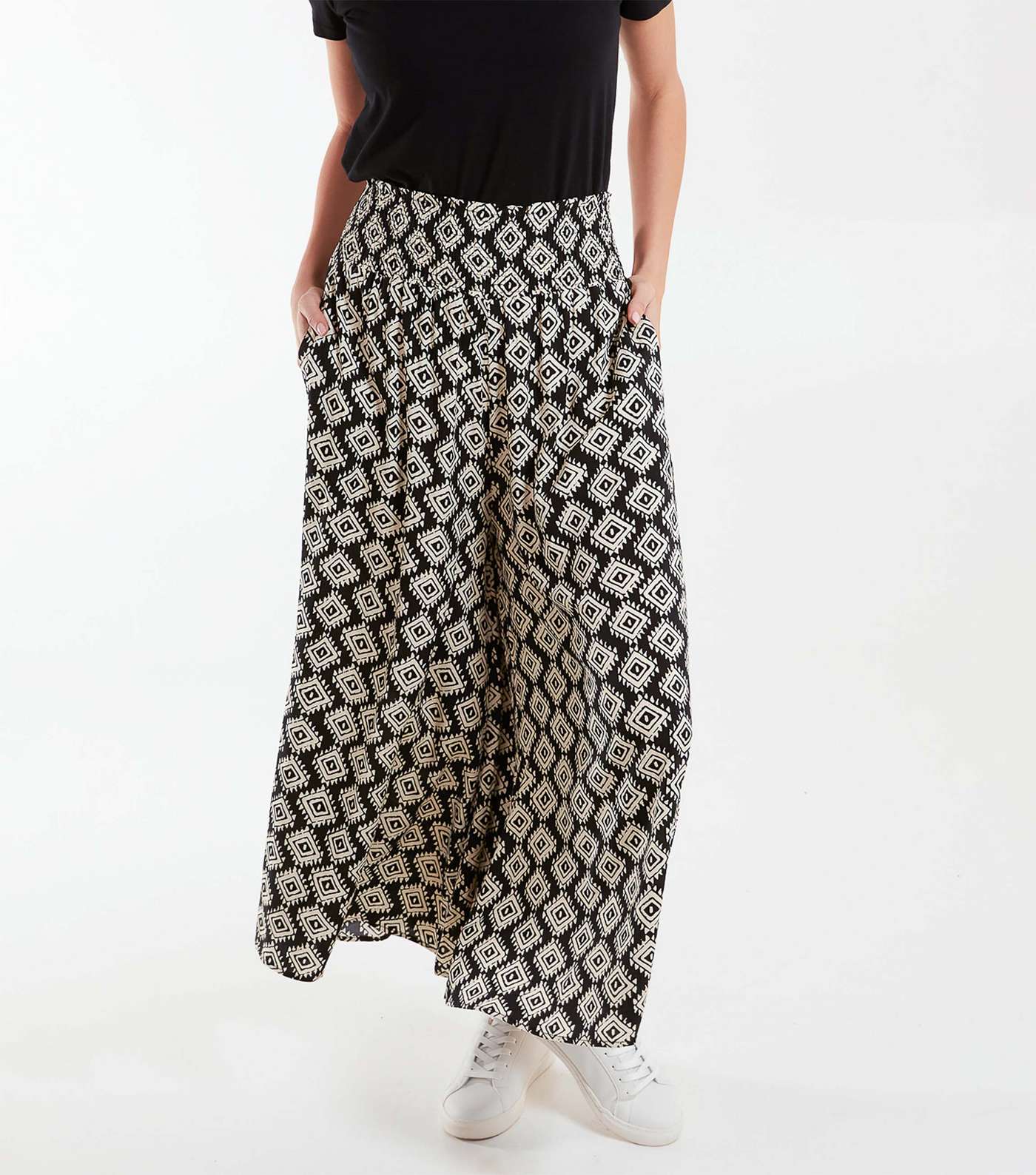 Blue Vanilla Black Abstract Print Wide Leg Trousers Image 2