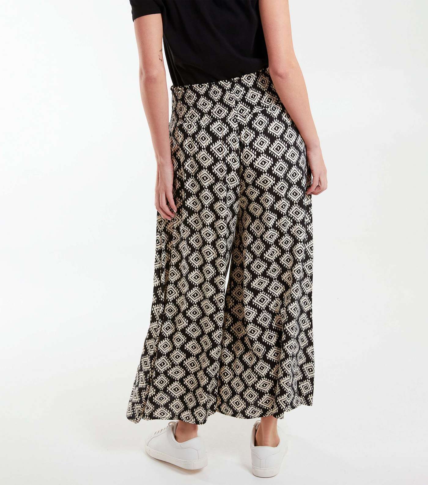 Blue Vanilla Black Abstract Print Wide Leg Trousers Image 4
