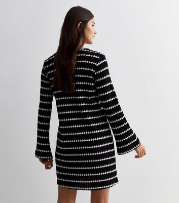 Black Stripe Knit Mini Dress New Look