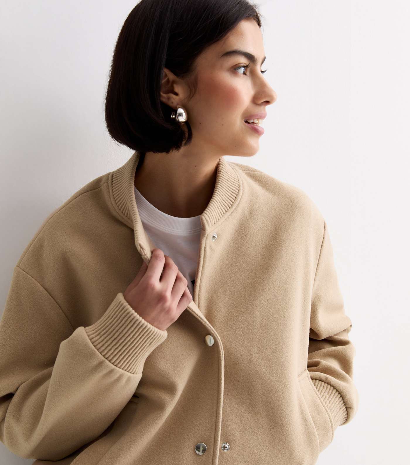 Camel Cropped Bomber Jacket | New Look