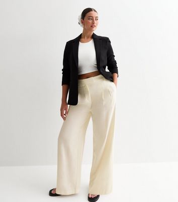 Ladies wide leg cream trousers hotsell