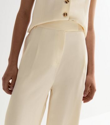 Cream Wide Leg Tailored Trousers New Look