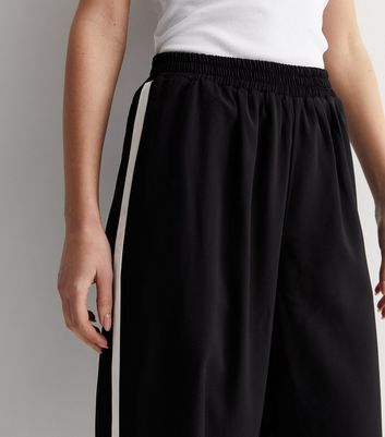 Black Side Stripe Wide Leg Trousers