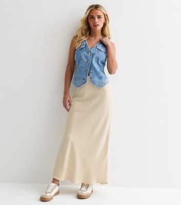Petite Stone Linen-Look Maxi Skirt