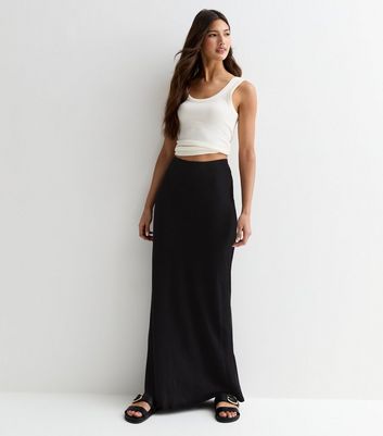 Black maxi skirt fitted best sale