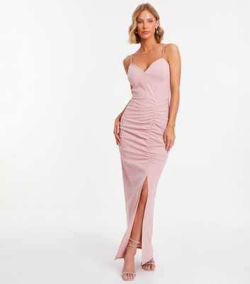 QUIZ Pink Ruched Maxi Dress
