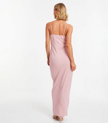 QUIZ Pink Ruched Maxi Dress New Look