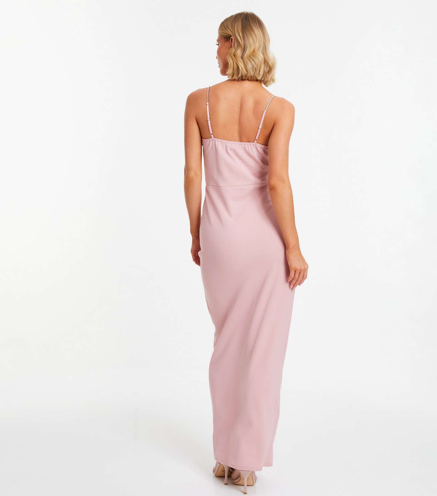 QUIZ Pink Ruched Maxi Dress Image 3