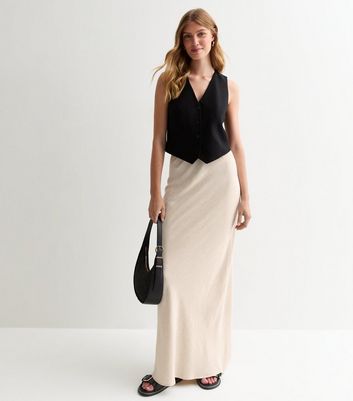 Tall Stone Linen Look Maxi Skirt New Look