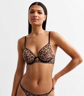 Brown Leopard-Print Demi-Padded Bra