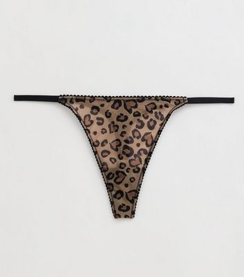 Brown Leopard Print Mesh Thong New Look