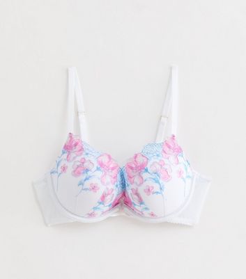 White Floral Lace Embroidered Push-Up Bra New Look