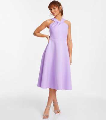 QUIZ Lilac Twist Neck Midi Dress
