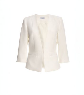 QUIZ Cream Woven Blazer New Look