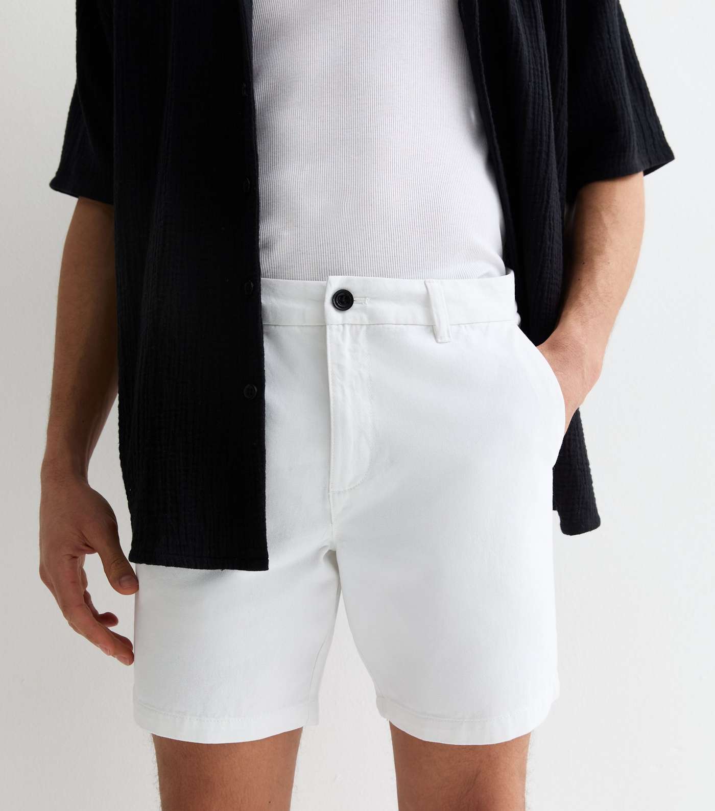 White Regular Fit Chino Shorts Image 2
