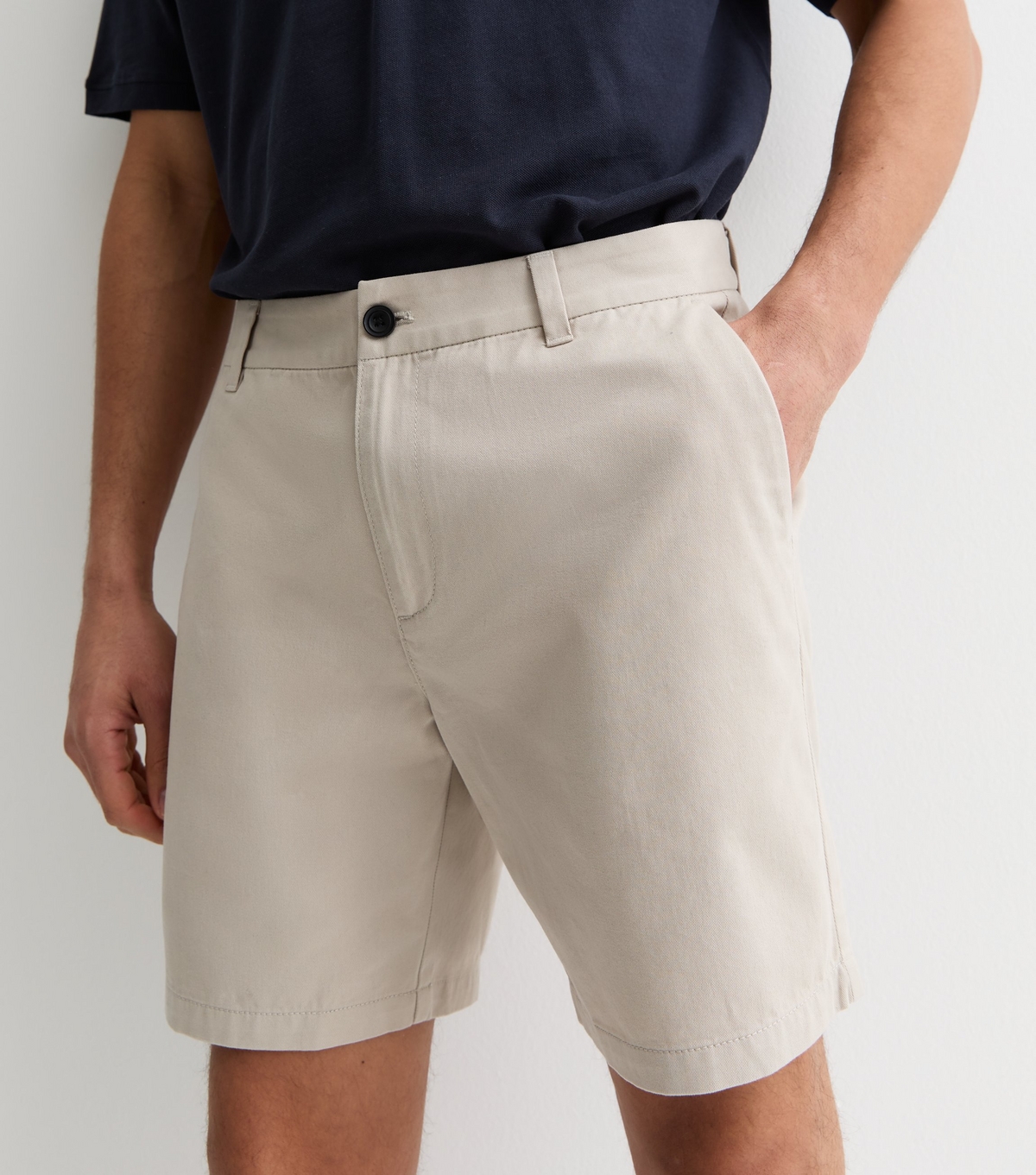 Men's Stone Regular Fit Chino Shorts New Look