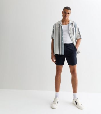 Men's Navy Chino Shorts New Look