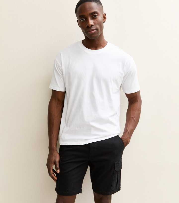 Black Regular Fit Cargo Shorts