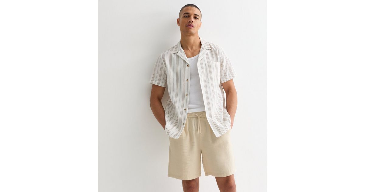 Cream Drawstring Waist Pleated Shorts main image 0