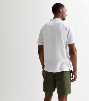 Men's Khaki Relaxed Elasticated Cotton Pintuck Shorts New Look