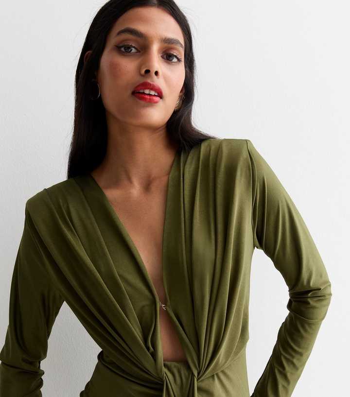 princess polly baby blue dress A.L.C. Womens Olive Green Stretch Cotton Tank