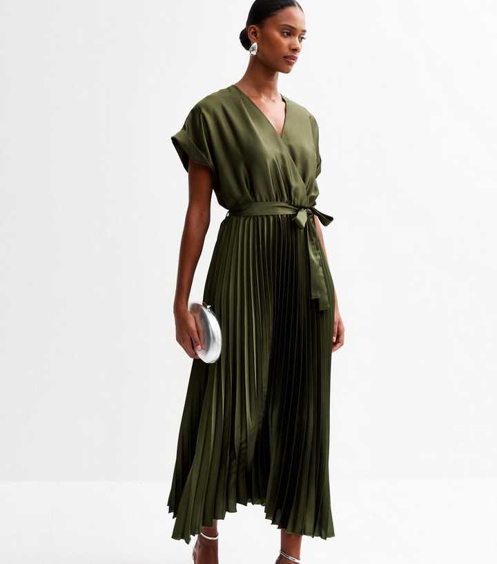 zara pleated cut out dress NEW SATIN EFFECT BEADED Kopčanje na leđima skrivenim BestWedding Size:LRG Joanna Hope Green Linear Zara maxi dress