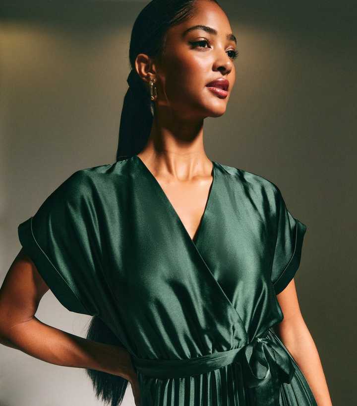 new look satin pleated dress Satin Pleated Maxi Dress