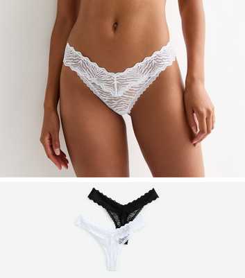 2 Pack of Zebra-Lace V-Cut Thongs