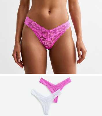 2 Pack of Zebra-Lace V-Front Thongs