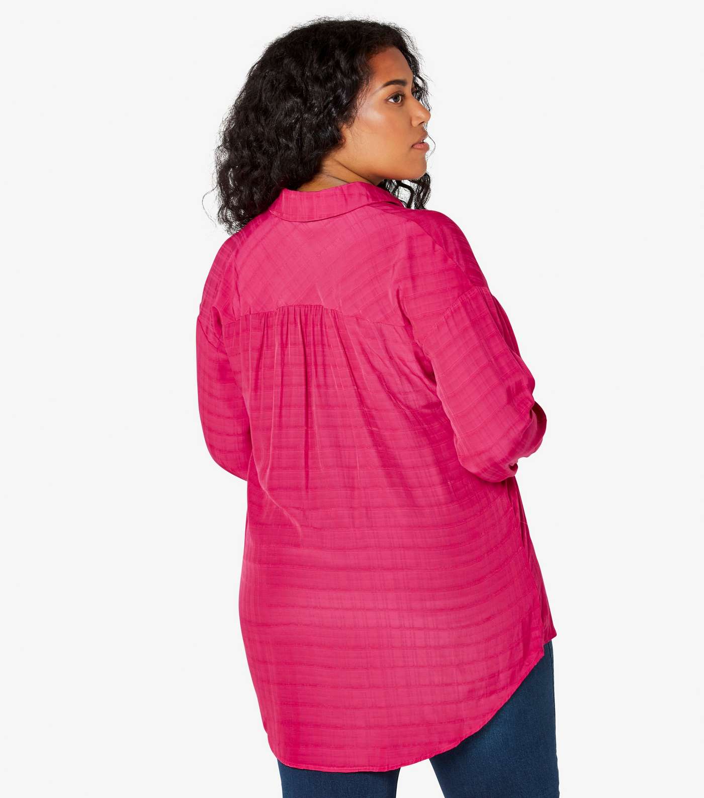 Apricot Curves Bright Pink Check Oversized Shirt Image 3