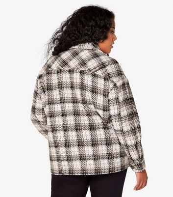 Apricot Curves Stone Check Pocket Front Shacket New Look