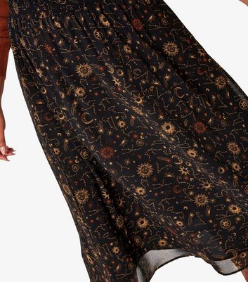 Apricot Curves Black Constellation Print Midaxi Skirt New Look