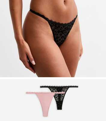 2 Pack of Flocked Leopard Print Thongs 