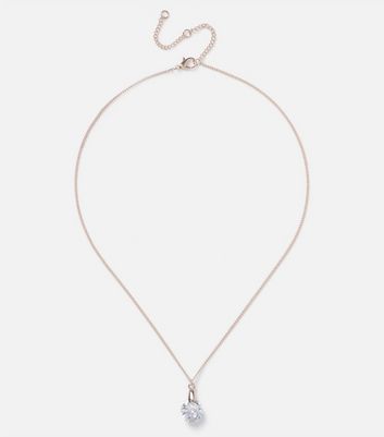 Muse Rose Gold Tone Cubic Zirconia Chain Necklace New Look