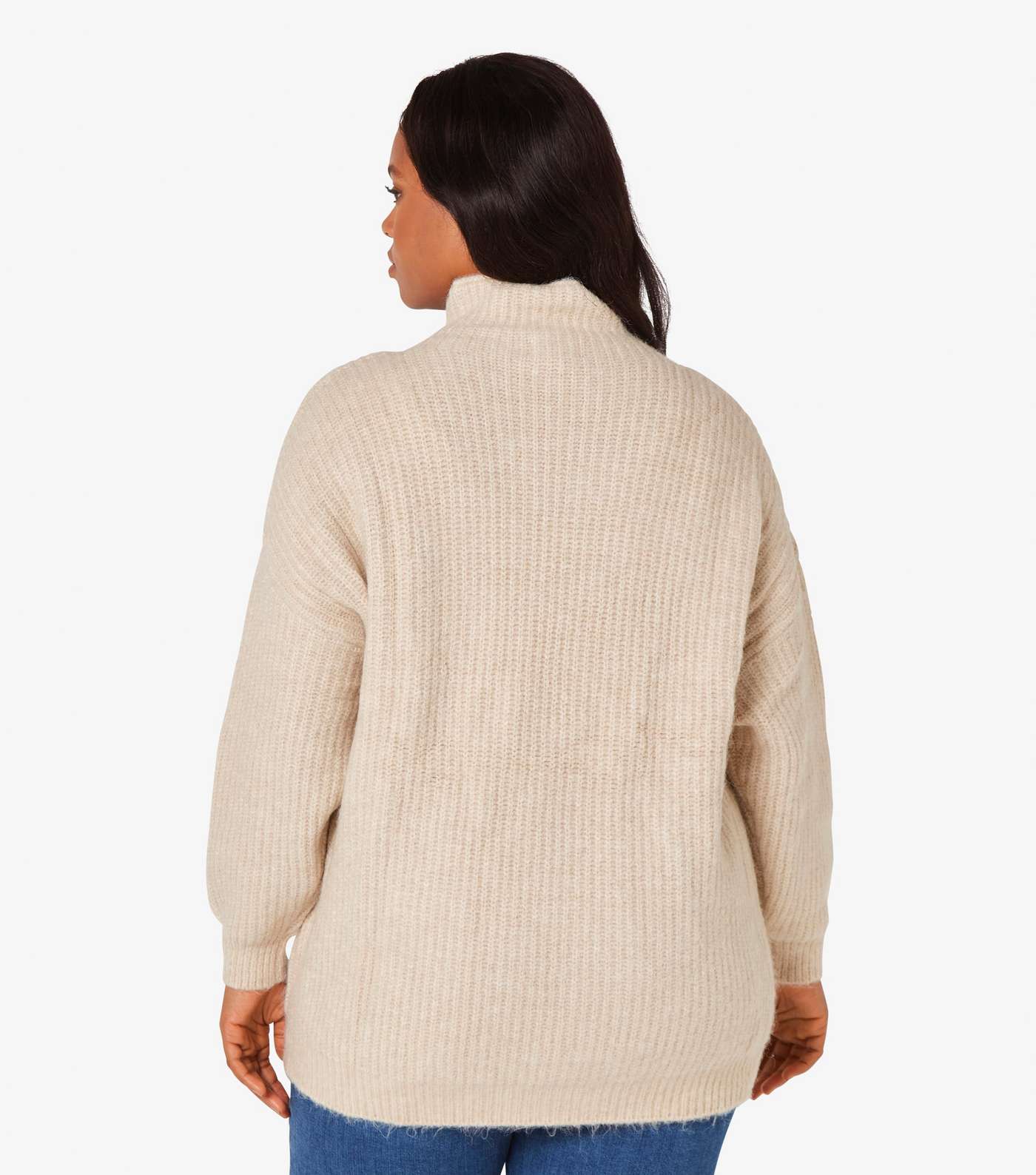Apricot Curves Stone Ribbed Knit High Neck Jumper Image 3