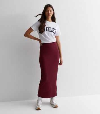 Burgundy 2025 ribbed skirt