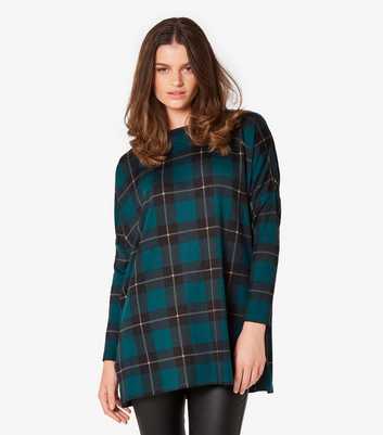 Apricot Green Check Crew Neck Oversized Top