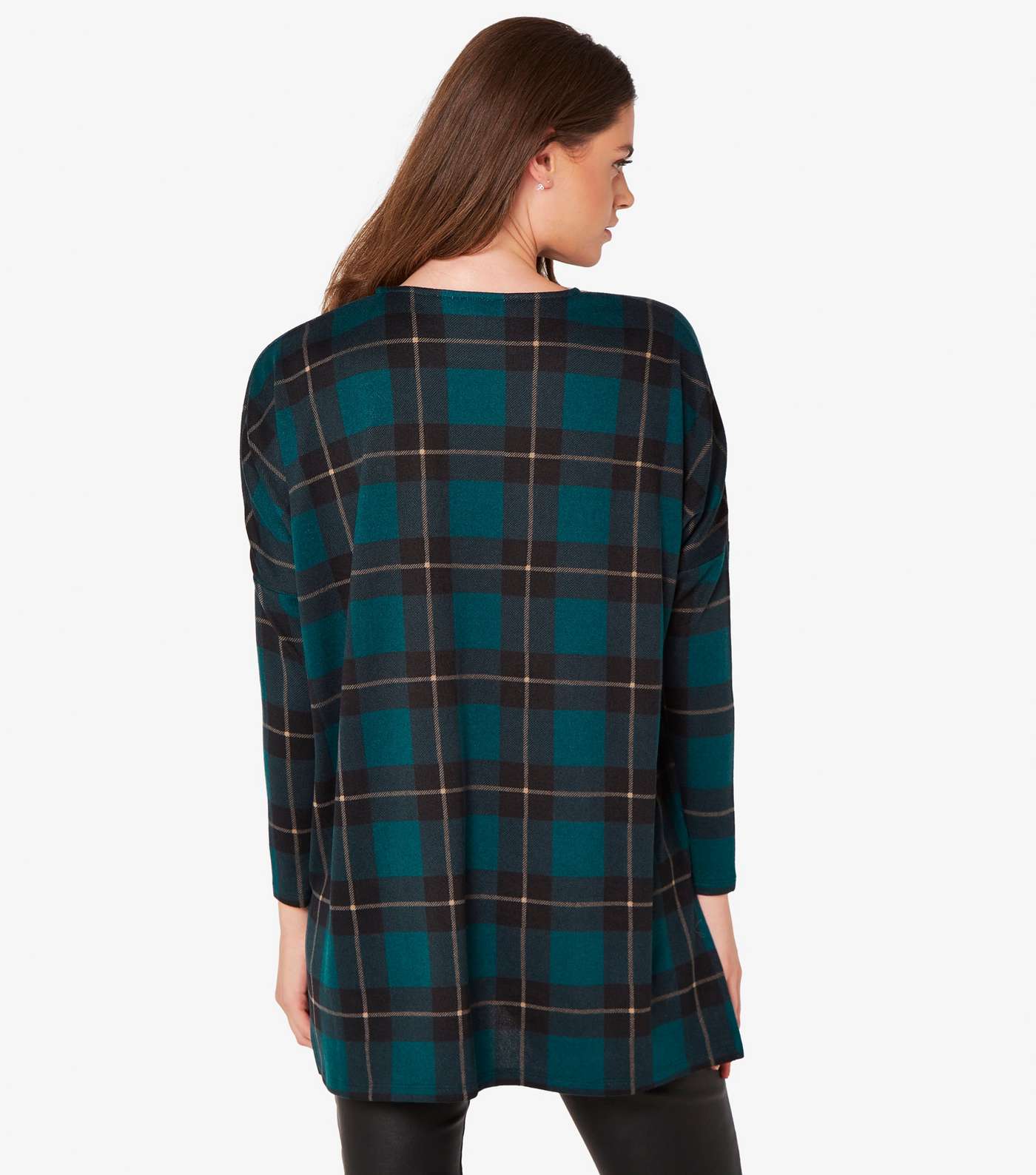 Apricot Green Check Crew Neck Oversized Top Image 3