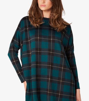 Apricot Green Check Crew Neck Oversized Top New Look