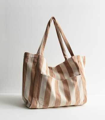 Brown Stripe Slouch Tote Bag