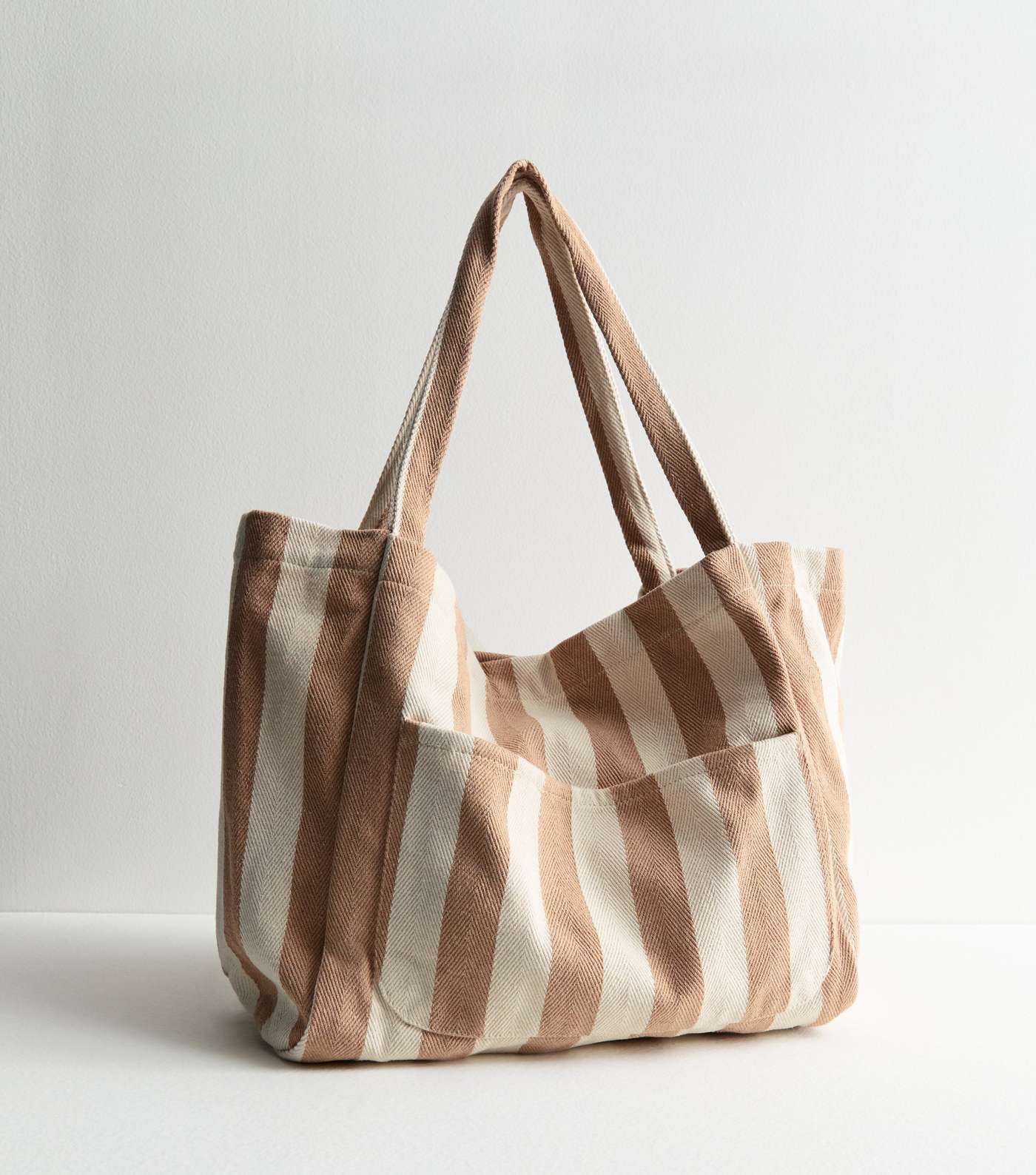 Brown Stripe Slouch Tote Bag