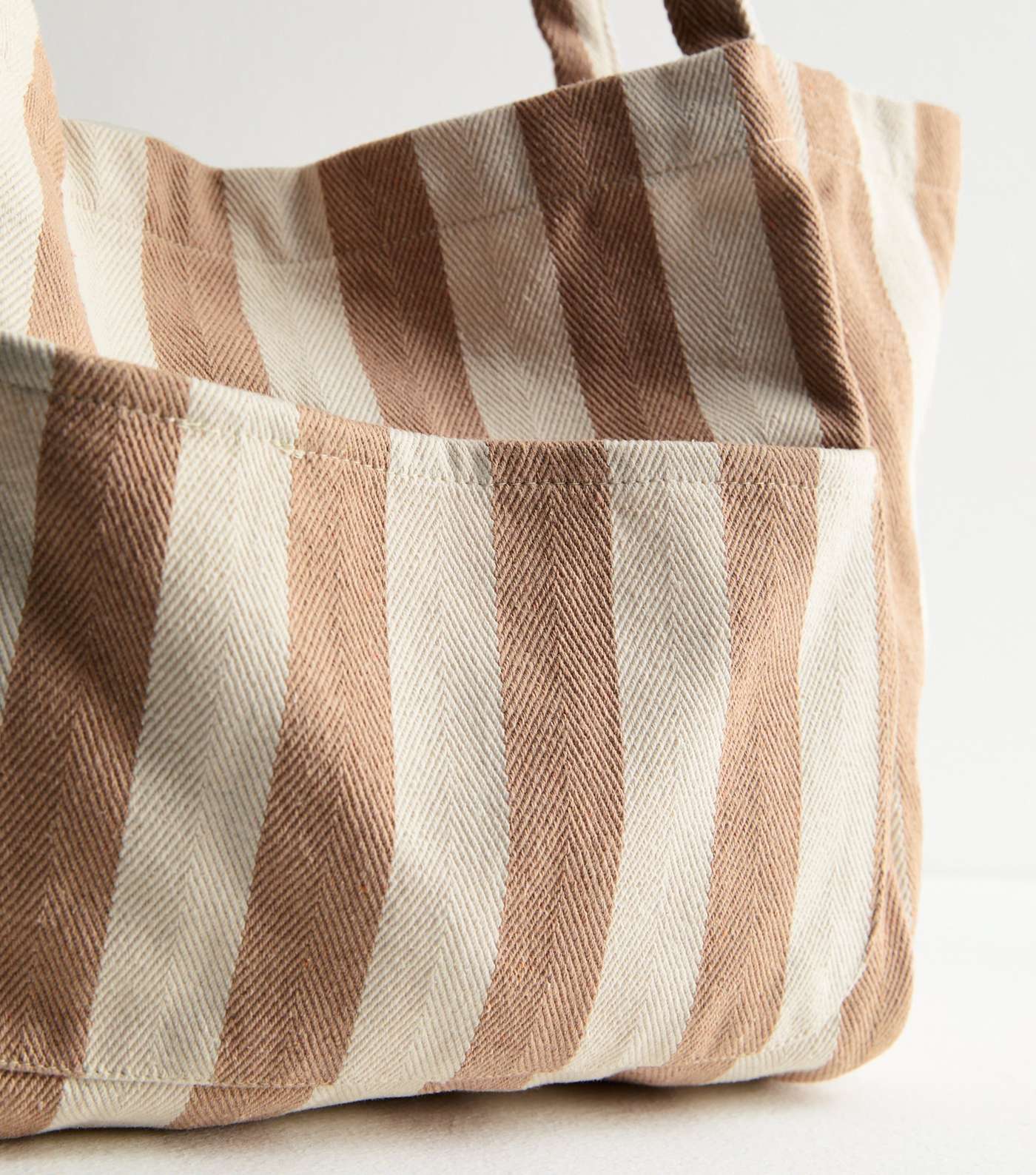 Brown Stripe Slouch Tote Bag Image 3
