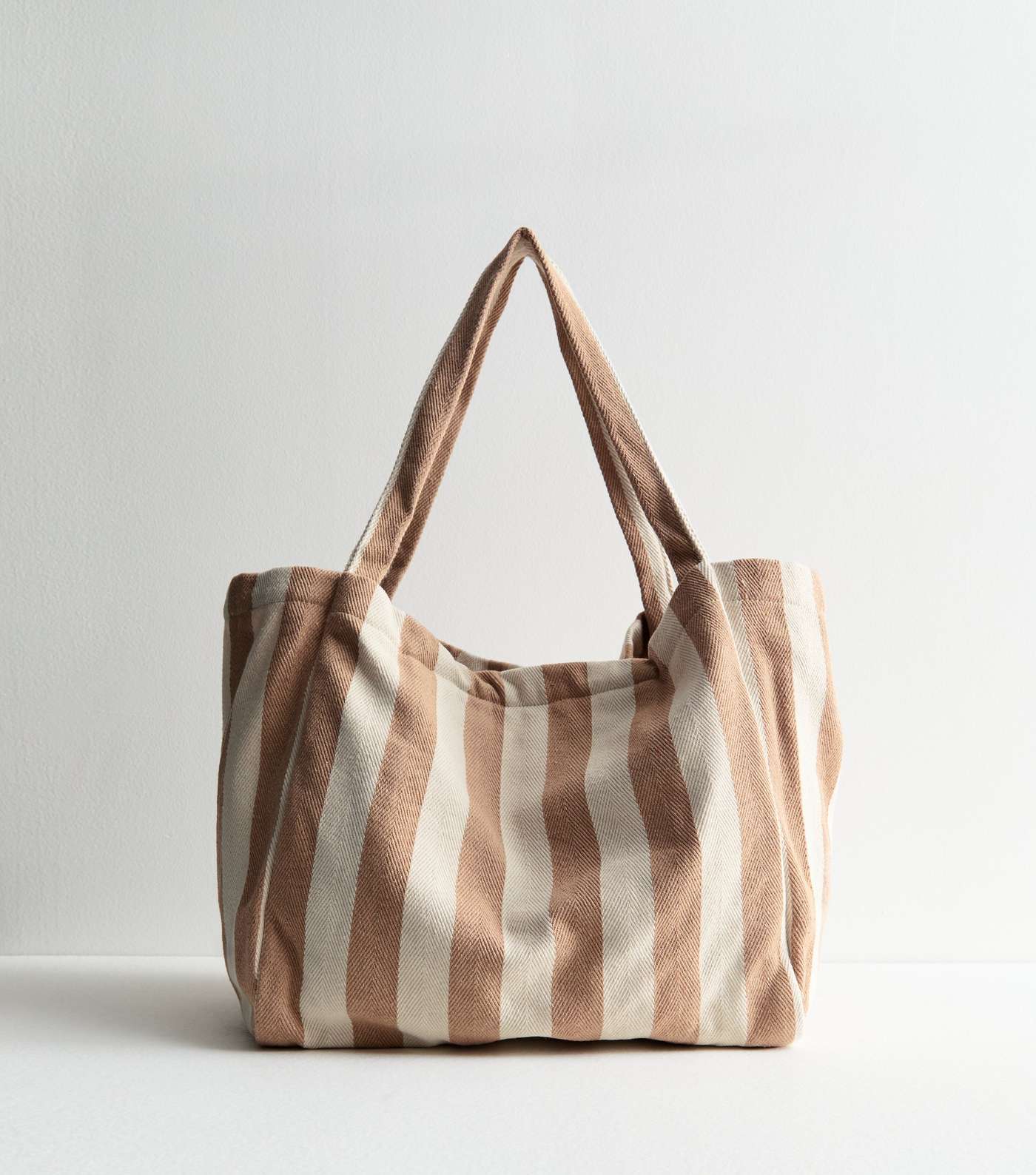 Brown Stripe Slouch Tote Bag Image 5