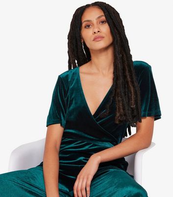 New look green velvet jumpsuit online