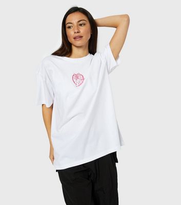 New White Cotton Stupid Logo Skinnydip Cupid Look | T-Shirt